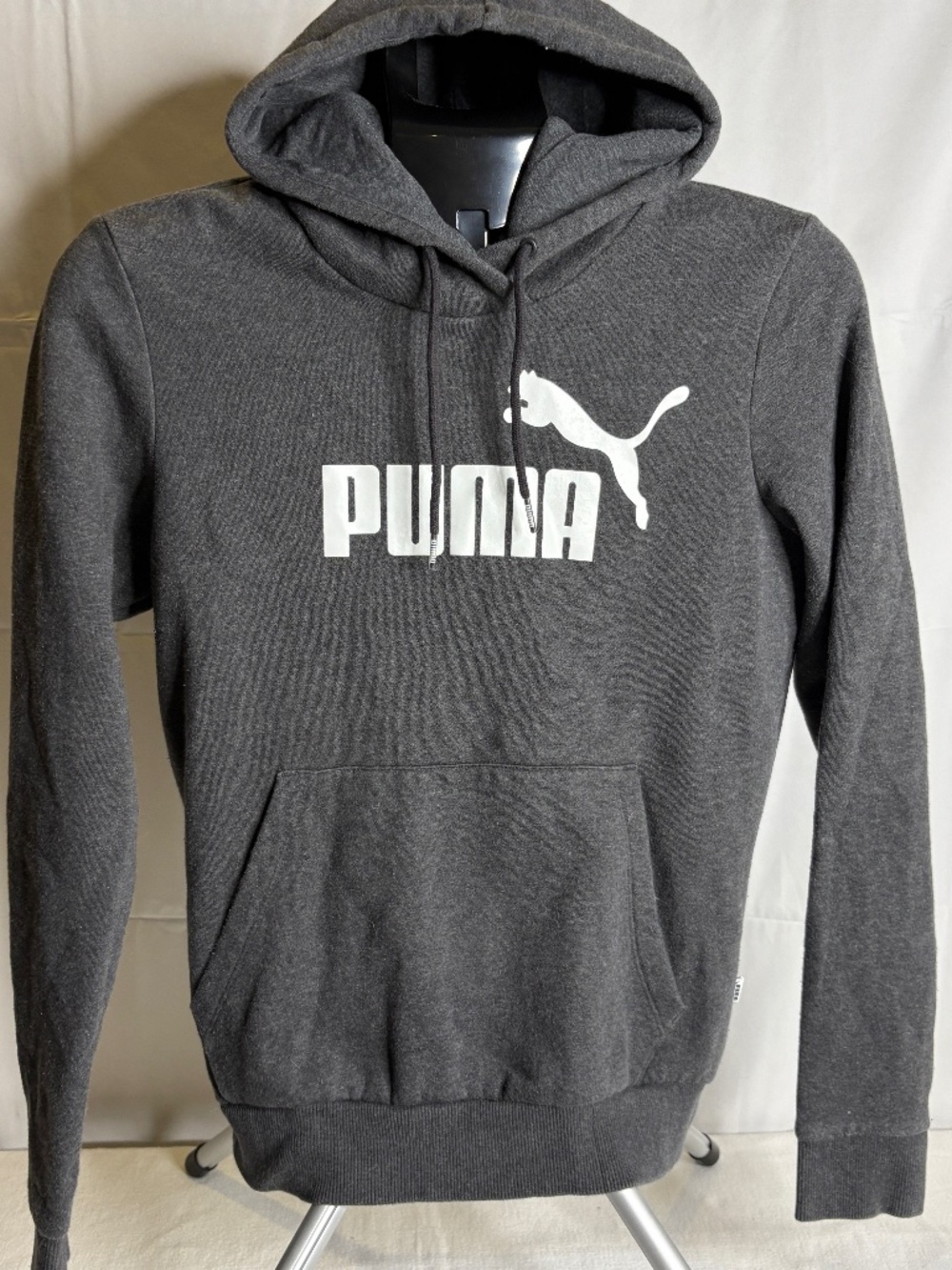 PUMA Adult Graphic Hoodie Jumper Medium Grey Cotton White Logo